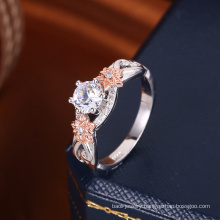 new 2018 popular trend two tone gold ring diamond round zirconia wedding